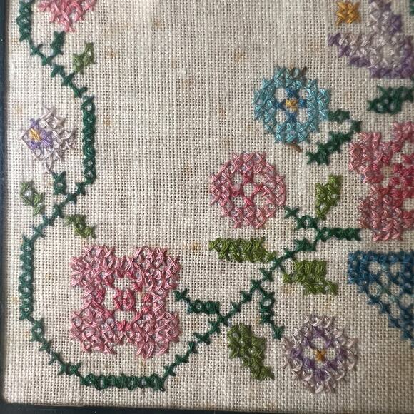 Vintage Today is the First Day Flower Basket Cross Stitch Sampler Completed - Picture 11 of 11
